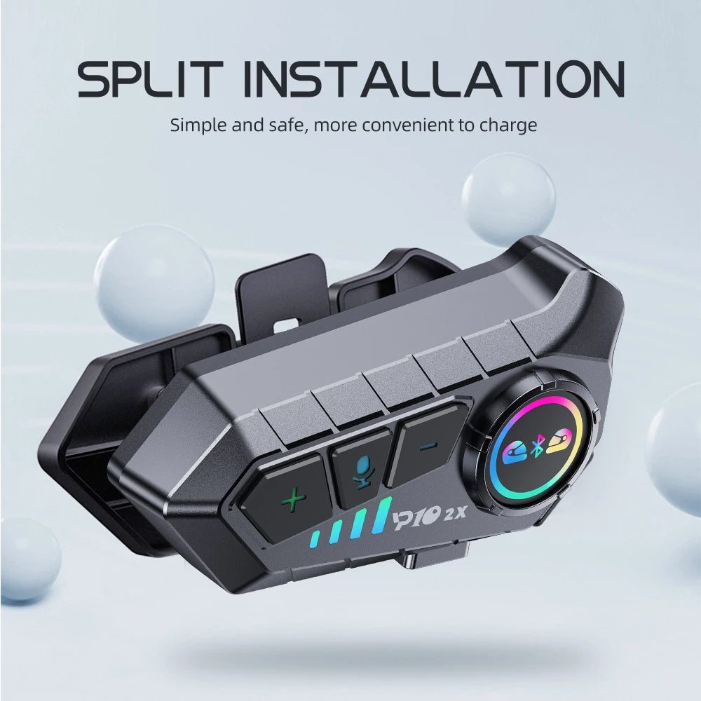Intercomunicador Bluetooth Y10 2X para Motociclistas – Comunicación y Música sin Límites