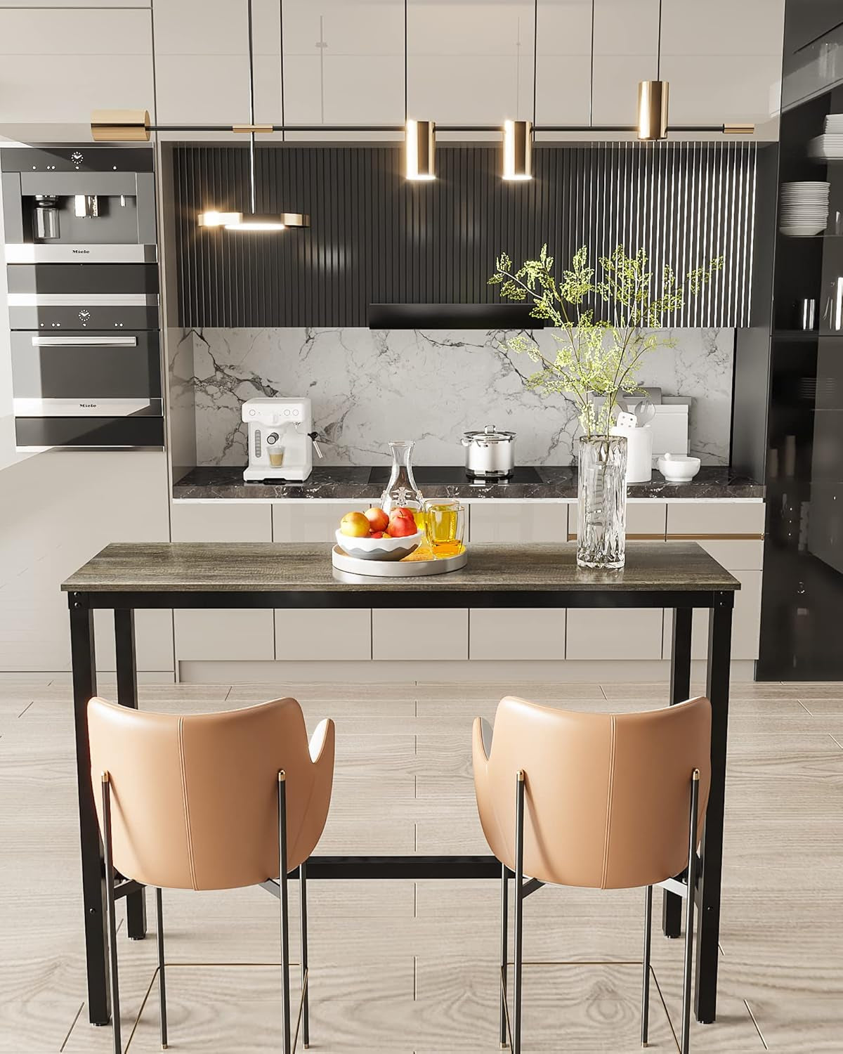 Mesa alta multifuncional de madera y metal – estilo industrial moderno