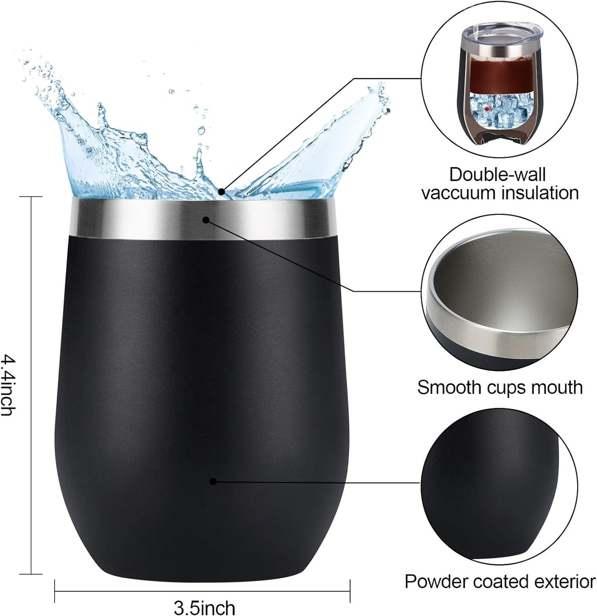 Set de vasos térmicos de acero inoxidable – 8 piezas con tapa y pajillas reutilizables