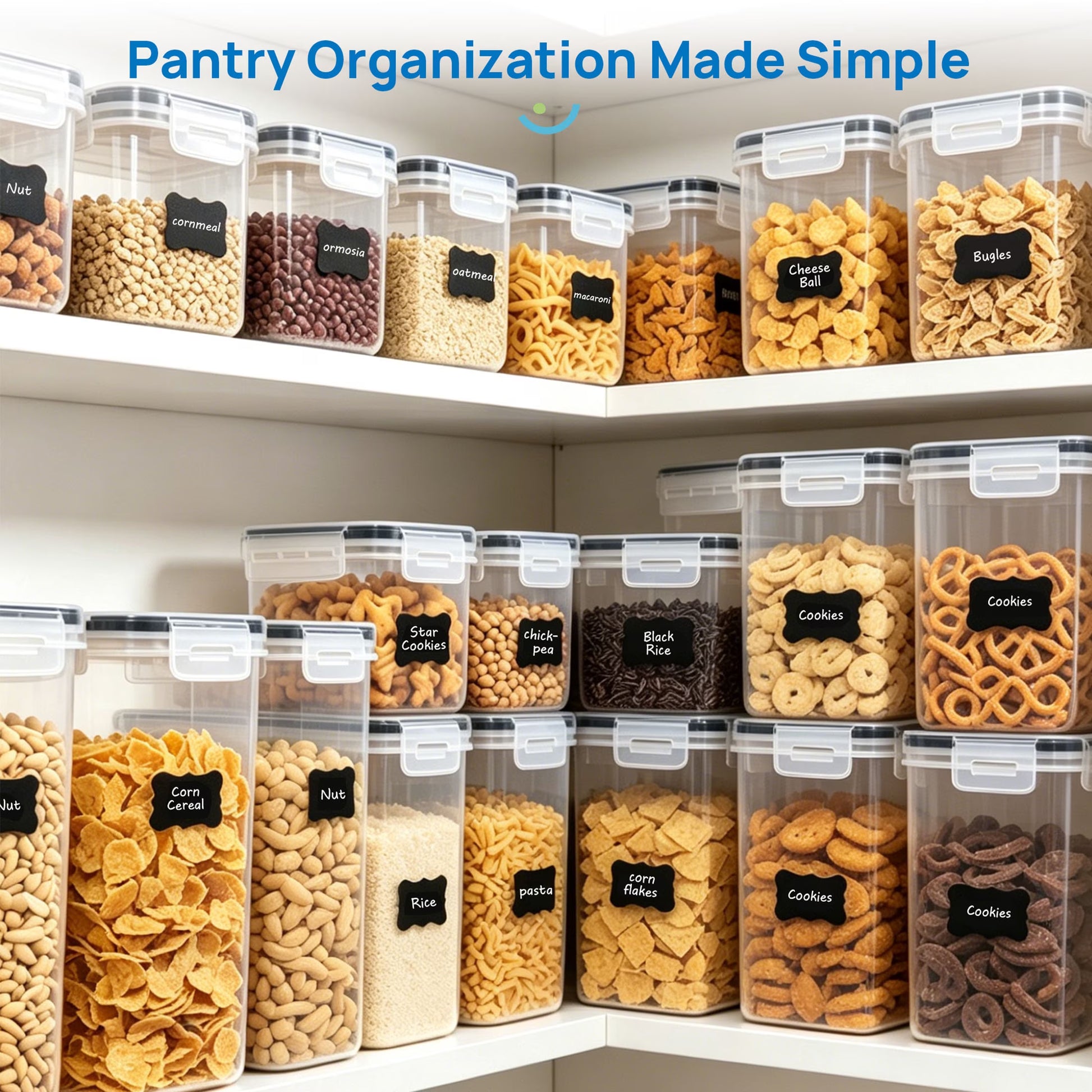 Set de contenedores herméticos transparentes – organización completa para despensa y cocina