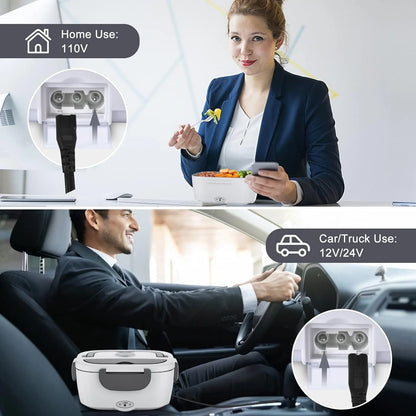 Lonchera eléctrica portátil 2 en 1 – diseño multifuncional con doble voltaje y bolsa térmica