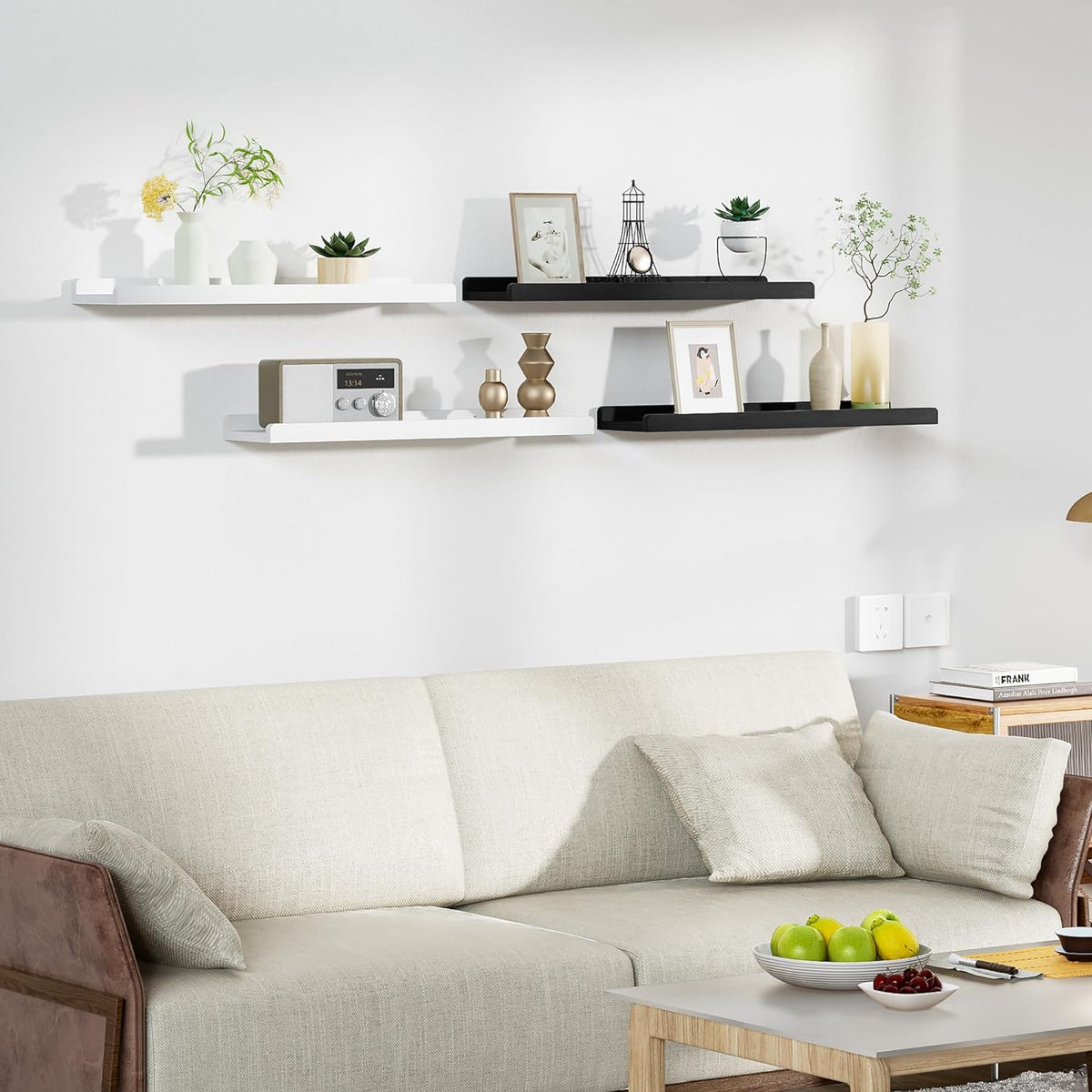 Juego de repisas flotantes negras – diseño moderno para decoración y almacenamiento