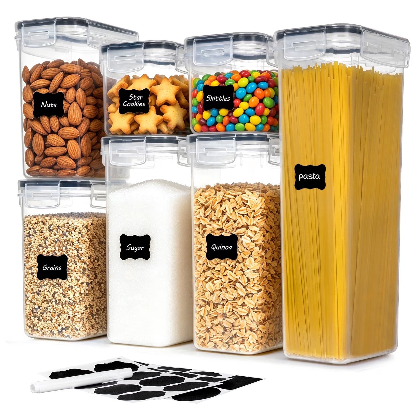Set de contenedores herméticos transparentes – organización completa para despensa y cocina
