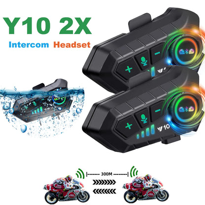 Intercomunicador Bluetooth Y10 2X para Motociclistas – Comunicación y Música sin Límites