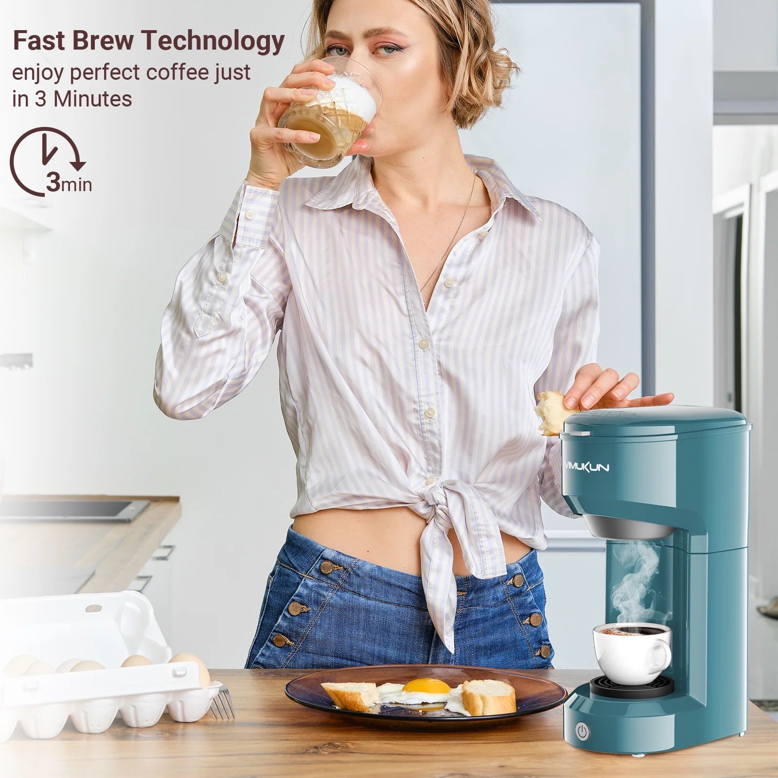 Cafetera individual portátil – diseño compacto con tecnología de preparación rápida