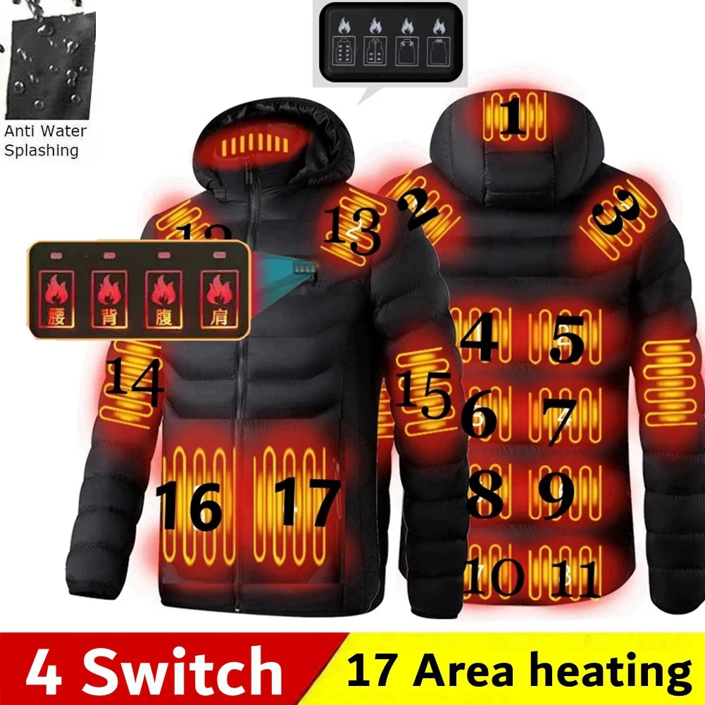 Chaqueta Térmica Inteligente 17 Zonas de Calor – Impermeable y Recargable