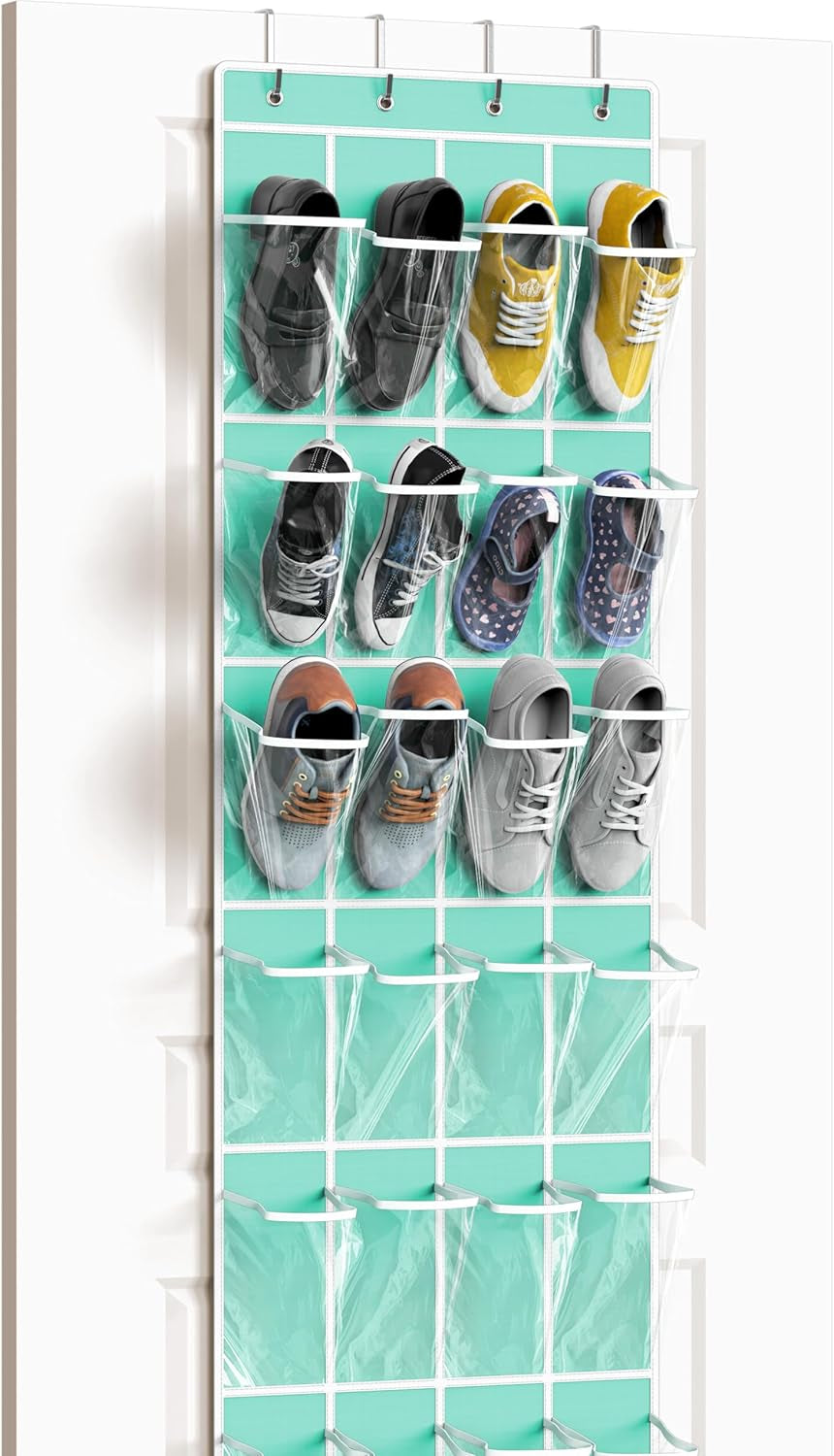 Organizador de zapatos colgante para puerta – 24 bolsillos de tela resistente