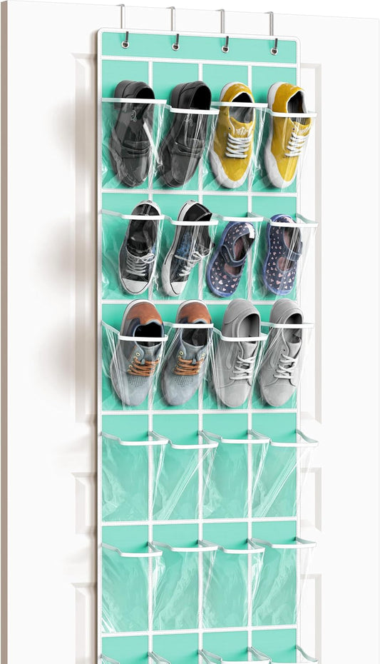Organizador de zapatos colgante para puerta – 24 bolsillos de tela resistente