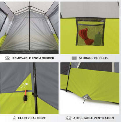 Carpa tipo cabaña instantánea para 9 personas – montaje rápido y resistente al agua