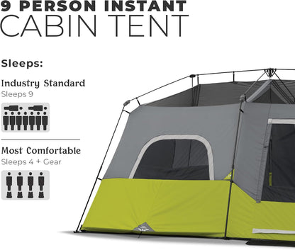 Carpa tipo cabaña instantánea para 9 personas – montaje rápido y resistente al agua