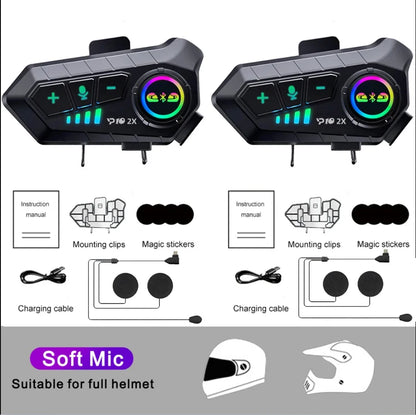 Intercomunicador Bluetooth Y10 2X para Motociclistas – Comunicación y Música sin Límites