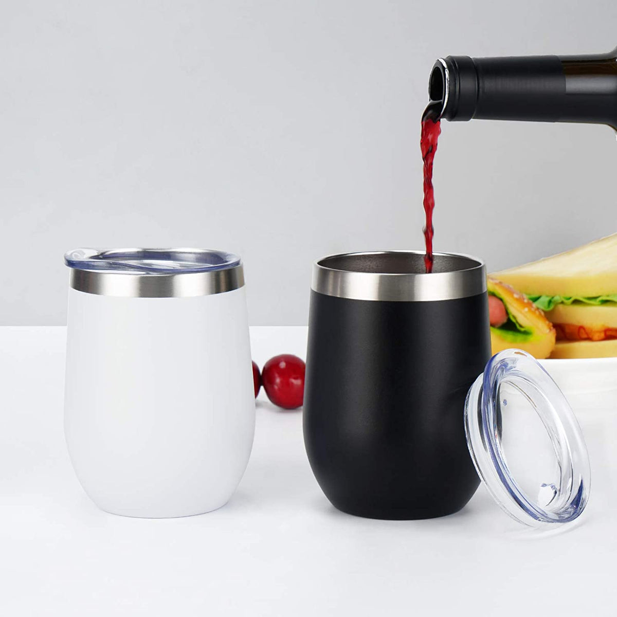 Set de vasos térmicos de acero inoxidable – 8 piezas con tapa y pajillas reutilizables