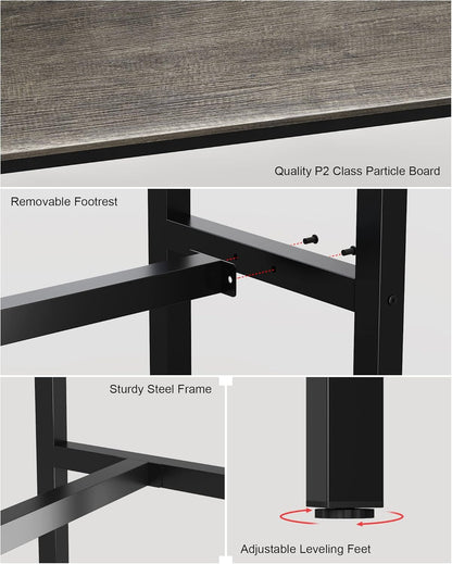Mesa alta multifuncional de madera y metal – estilo industrial moderno