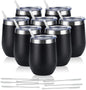 Set de vasos térmicos de acero inoxidable – 8 piezas con tapa y pajillas reutilizables