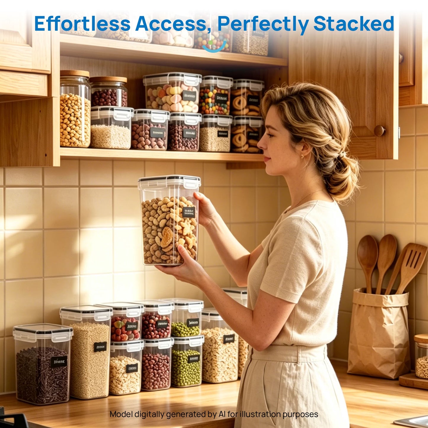 Set de contenedores herméticos transparentes – organización completa para despensa y cocina