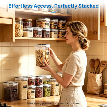 Set de contenedores herméticos transparentes – organización completa para despensa y cocina