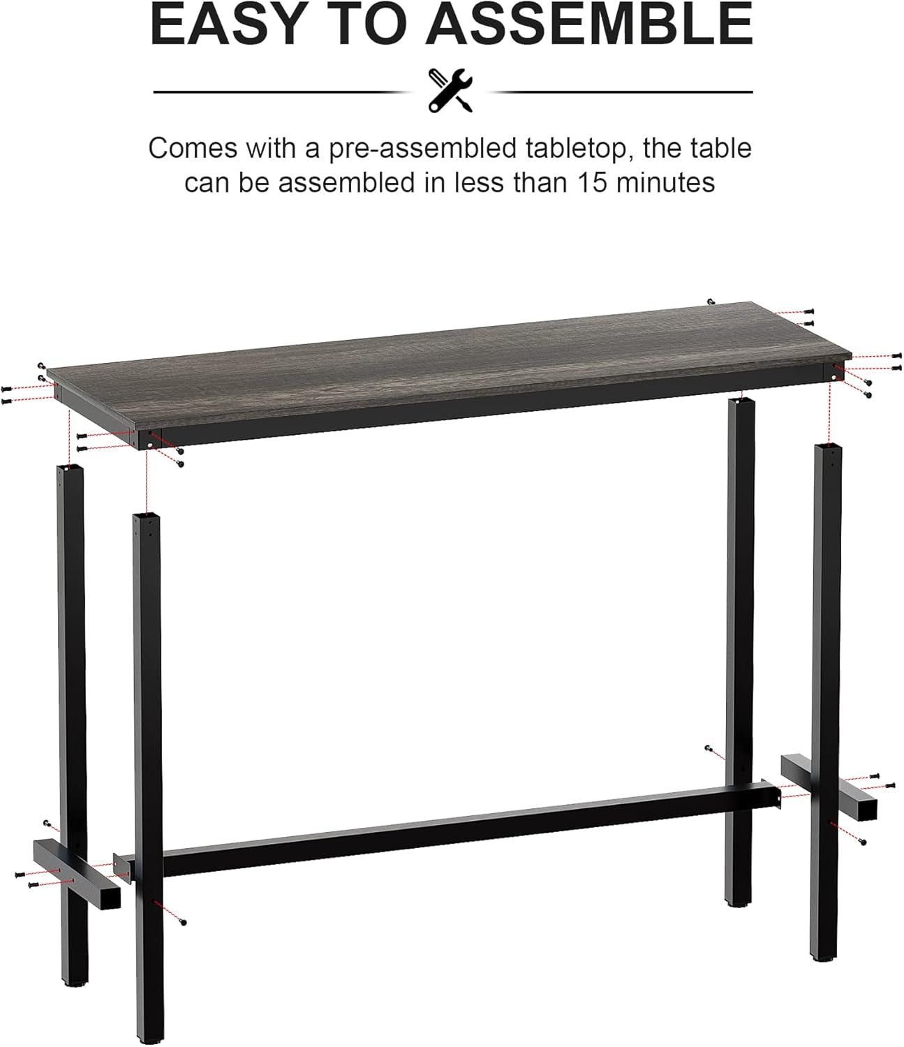 Mesa alta multifuncional de madera y metal – estilo industrial moderno