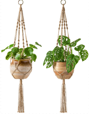 Maceteros colgantes de macramé – set decorativo para plantas de interior