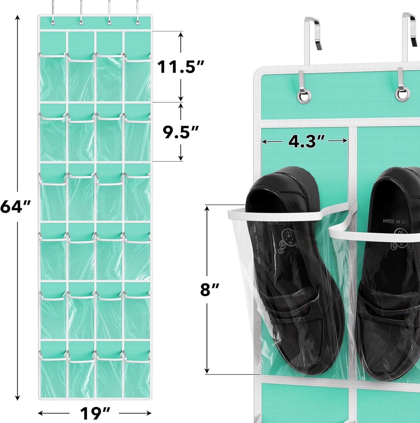 Organizador de zapatos colgante para puerta – 24 bolsillos de tela resistente
