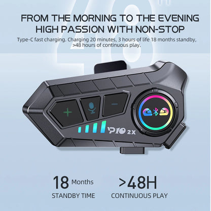 Intercomunicador Bluetooth Y10 2X para Motociclistas – Comunicación y Música sin Límites