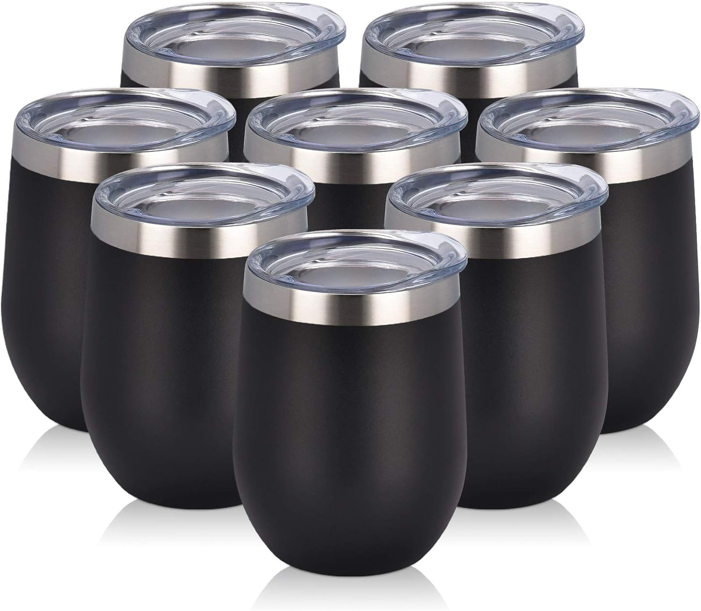 Set de vasos térmicos de acero inoxidable – 8 piezas con tapa y pajillas reutilizables