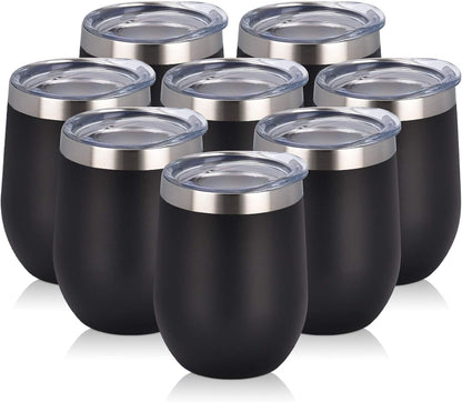 Set de vasos térmicos de acero inoxidable – 8 piezas con tapa y pajillas reutilizables