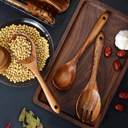 Set de utensilios de cocina de madera – 12 piezas artesanales para cocinar y servir