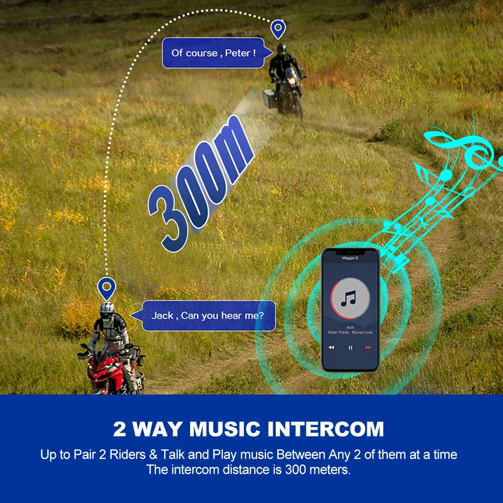 Intercomunicador Bluetooth Y10 2X para Motociclistas – Comunicación y Música sin Límites