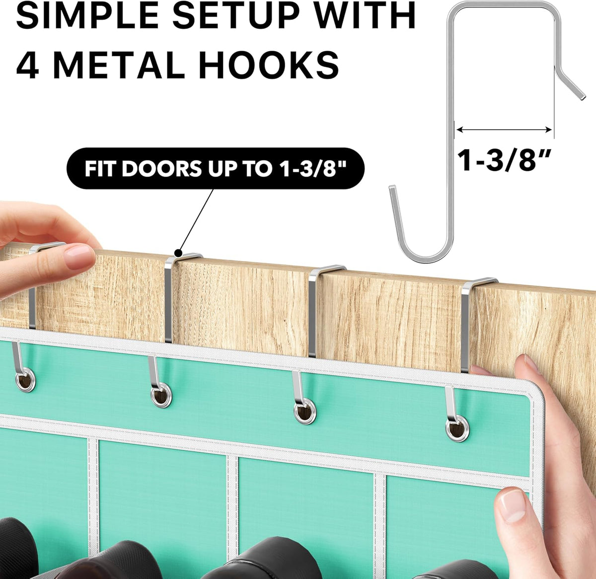 Organizador de zapatos colgante para puerta – 24 bolsillos de tela resistente